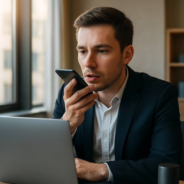 A man using voice search